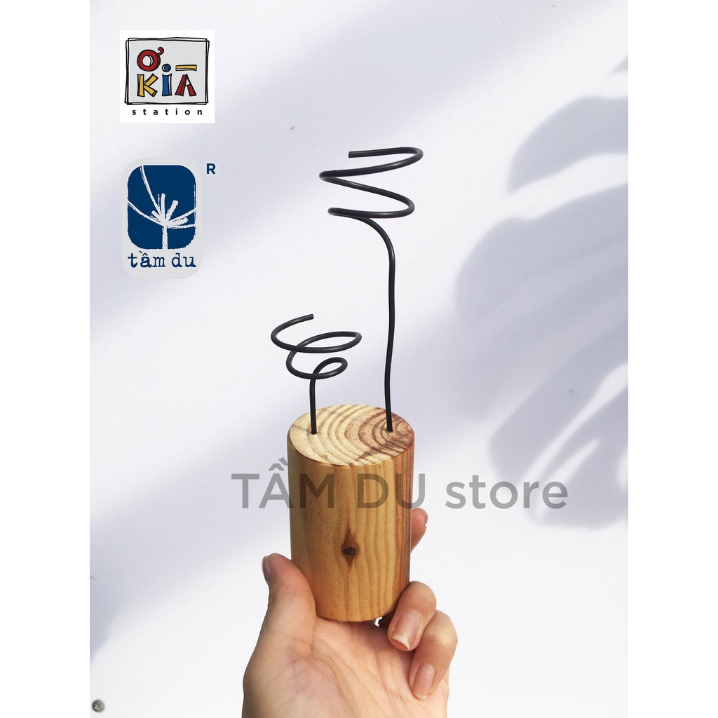 Đế gỗ trụ tròn to có 2 lò xo để cây không khí TL2