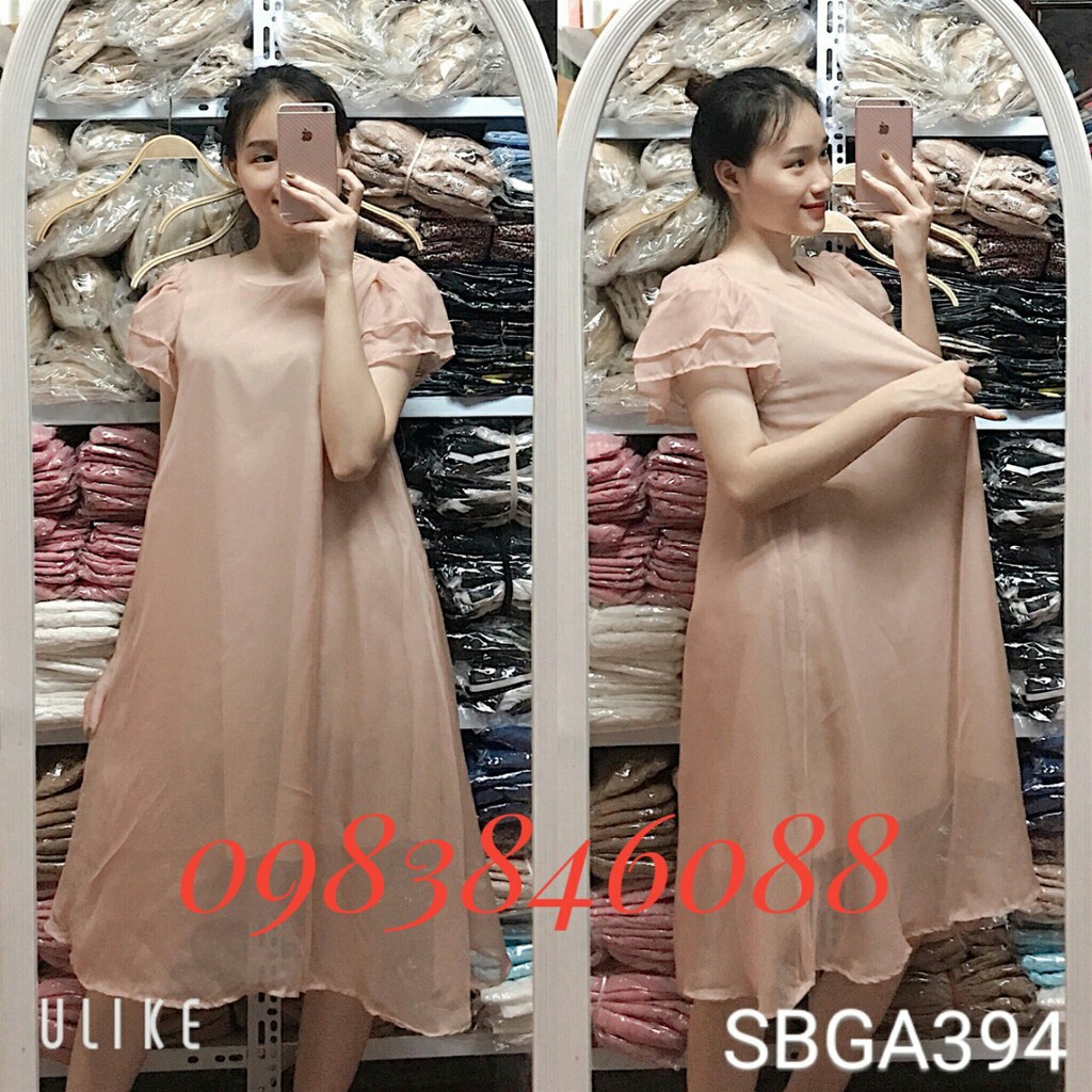 Váy bầu thời trang BGA3191 chất voan hai lớp