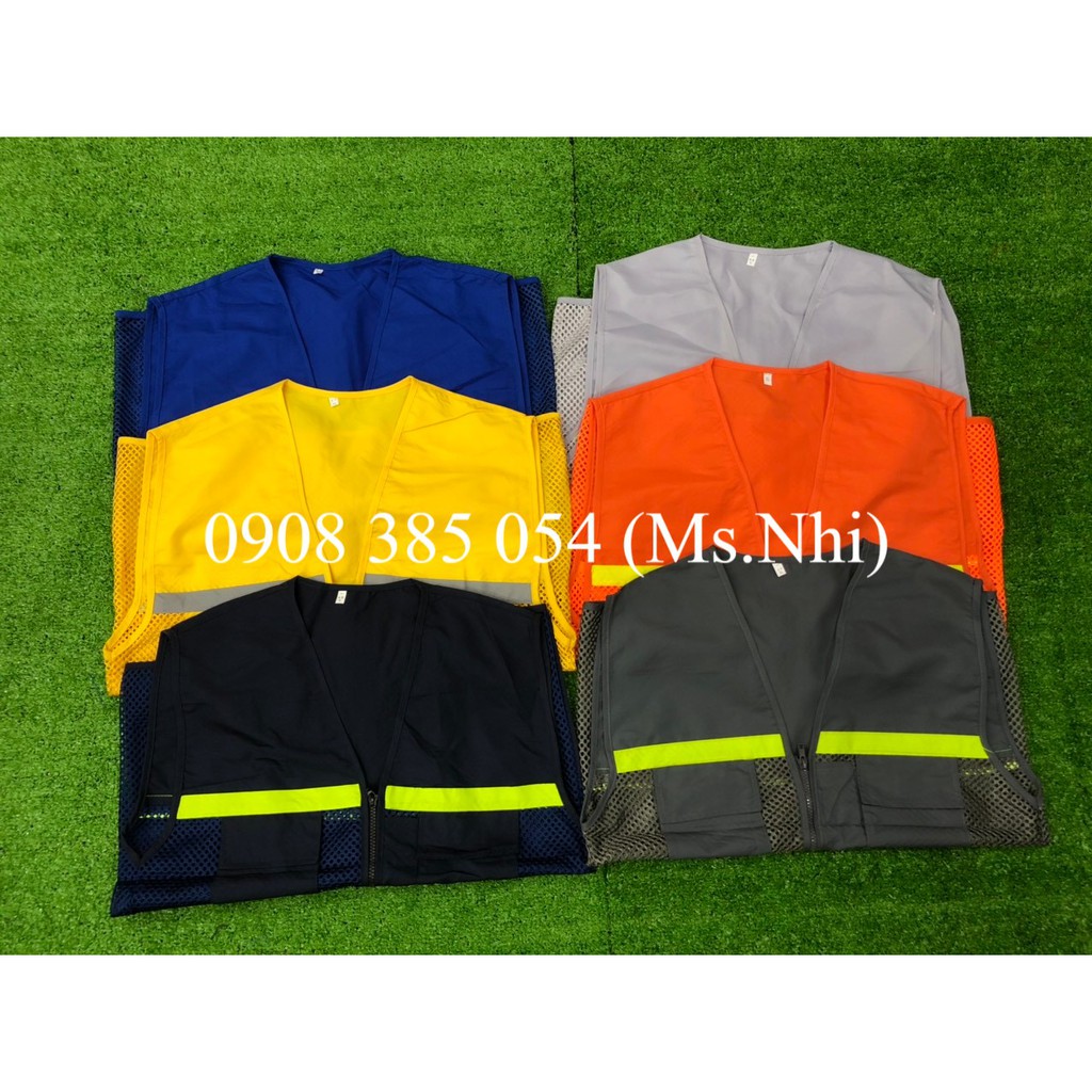 Áo khoát gile bảo hộ lao động vải kaki phối lưới thoáng mát- Hình thật