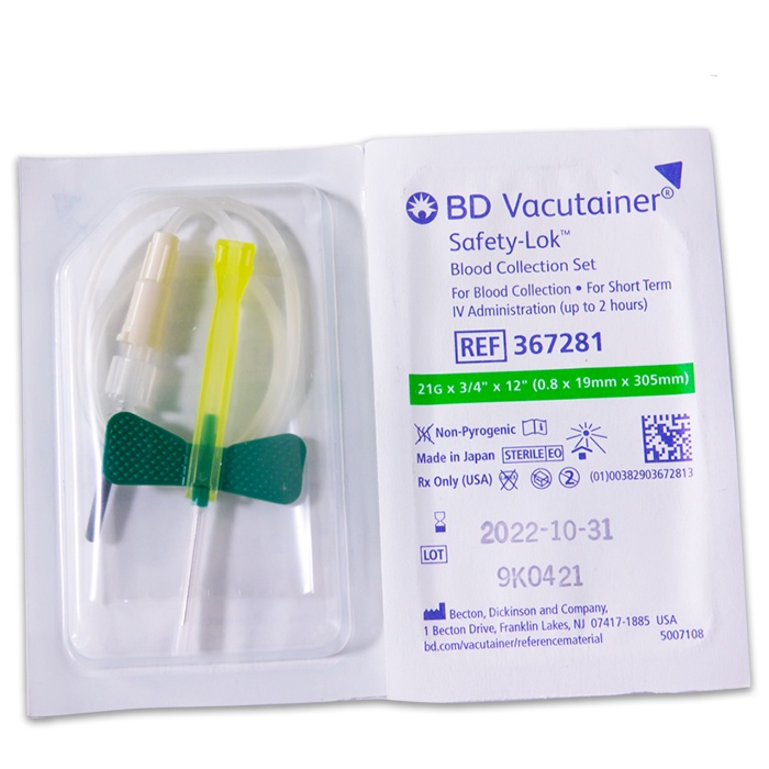 Kim bướm BD Vacutainer Safety-Lok lấy máu chân không áp lực âm PRP 23G, 21G