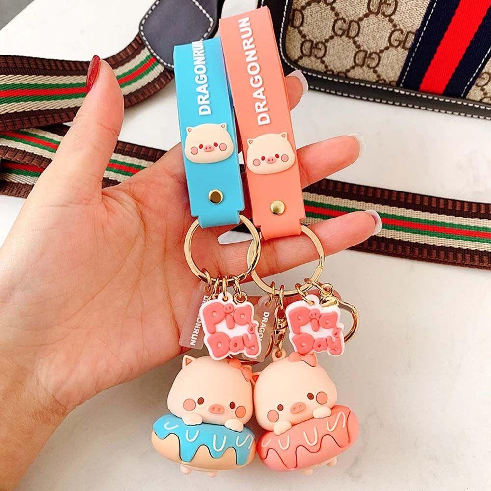 Móc Khóa Hình Bánh Donut / Heo Hoạt Hình Đáng Yêu