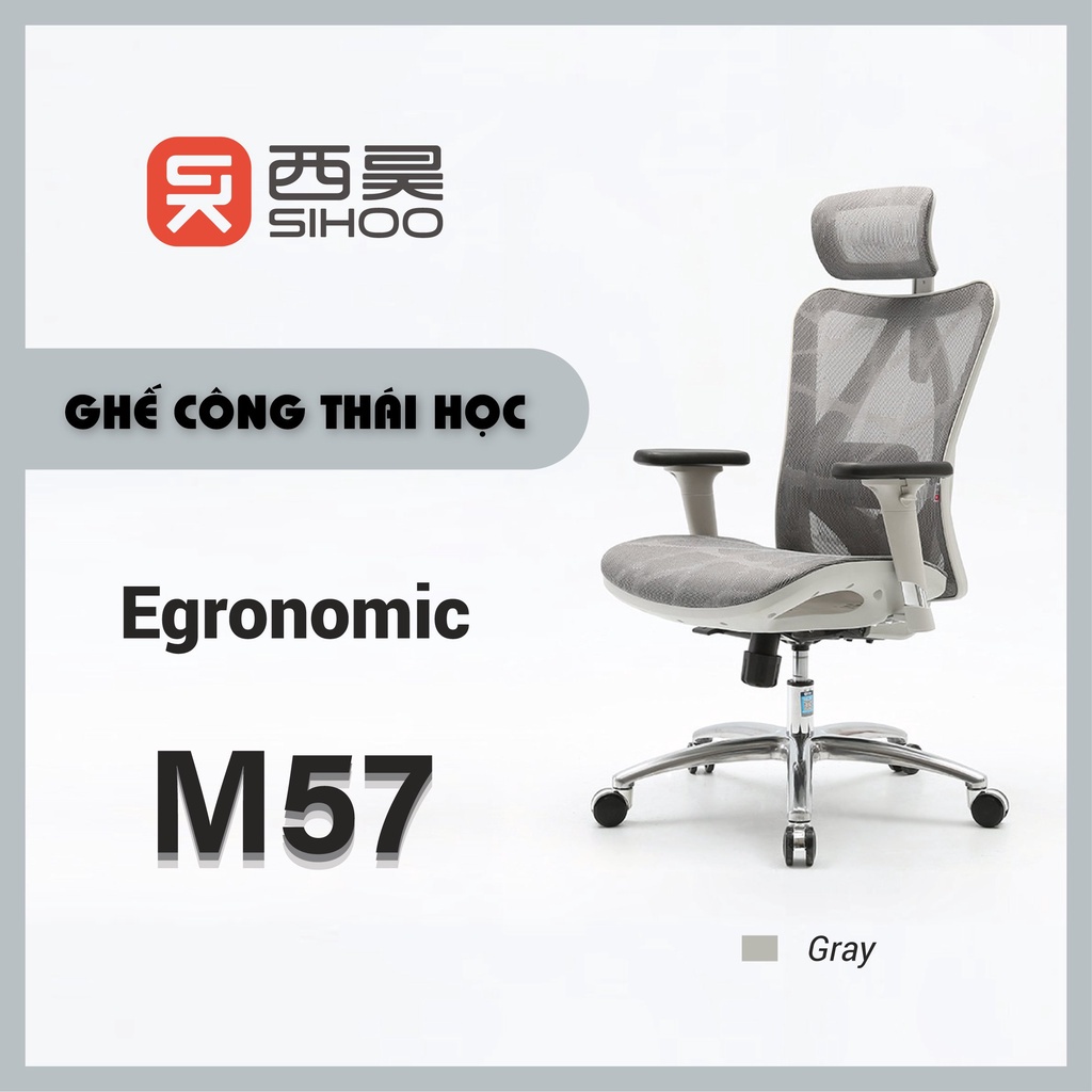 SIHOO M57 - ghế công thái học Egronomic full lưới thoáng khí, ghế văn phòng điều chỉnh thắt lung bảo vệ cột sống HTDVN