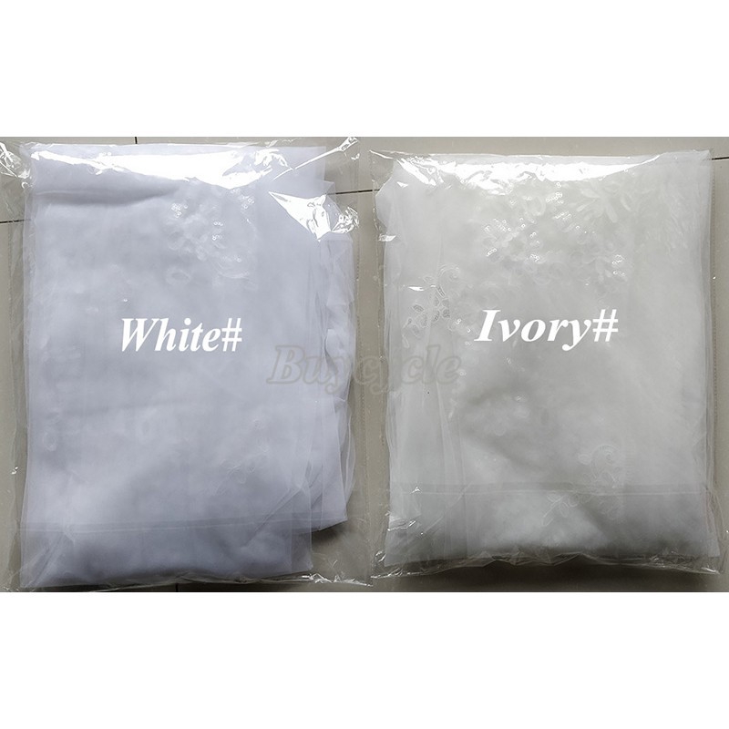 Mạng che mặt hai lớp màu trắng/ màu ngà vải lưới viền ren dành cho cô dâu