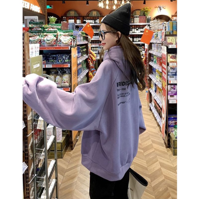 Áo Hoodie Nỉ Trơn Màu Tím Nam Nữ Unisex, Form Rộng Chất Nỉ Bông Cao Cấp .