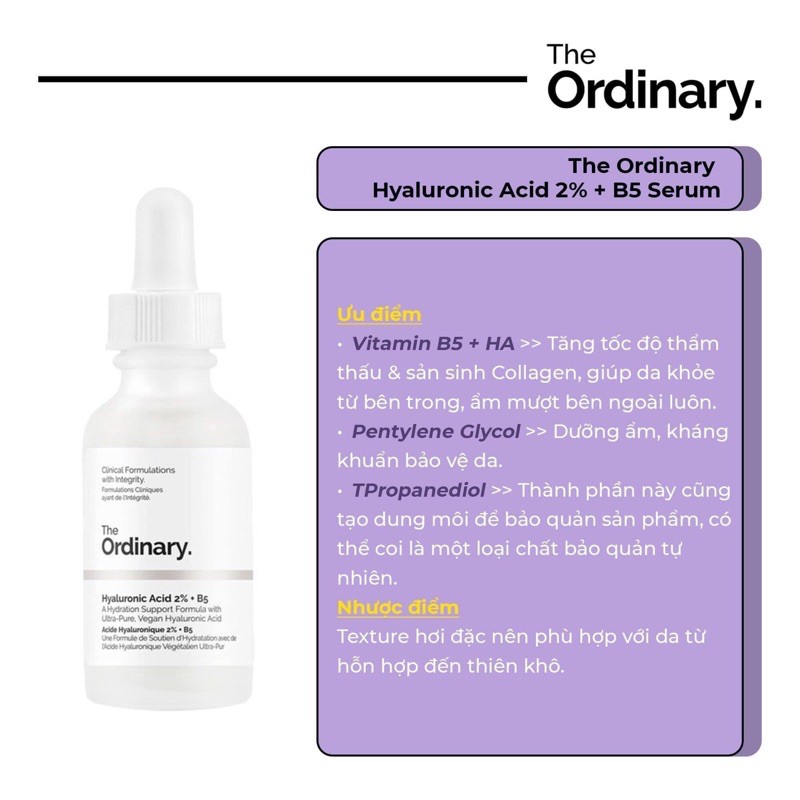 Serum cấp nước, cấp ẩmcho da The Odinary Hyaluronic Acid 2%B5