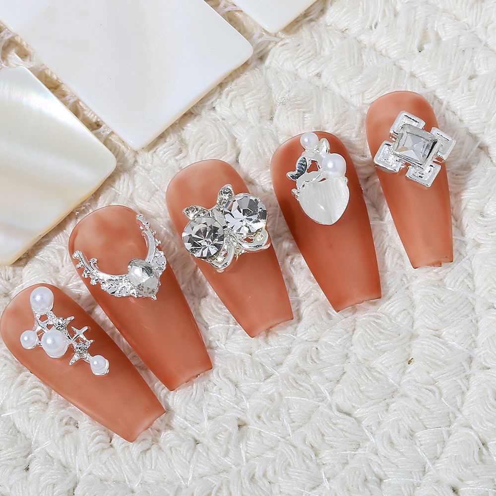 [Hàng mới về] Set 20 phụ kiện hợp kim họa tiết nơ trái tim 3D để trang trí móng tay thủ công