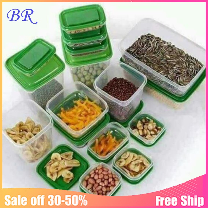 Bộ set 17 hộp nhựa đựng thức ăn để tủ lạnh.
