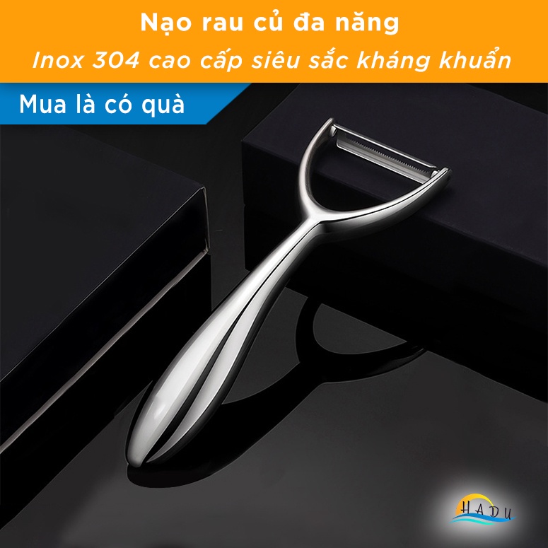 Nạo rau củ đa năng inox 304 cao cấp chất lượng cao kháng khuẩn 99% lưỡi dao siêu sắc gọt mỏng linh hoạt HADU