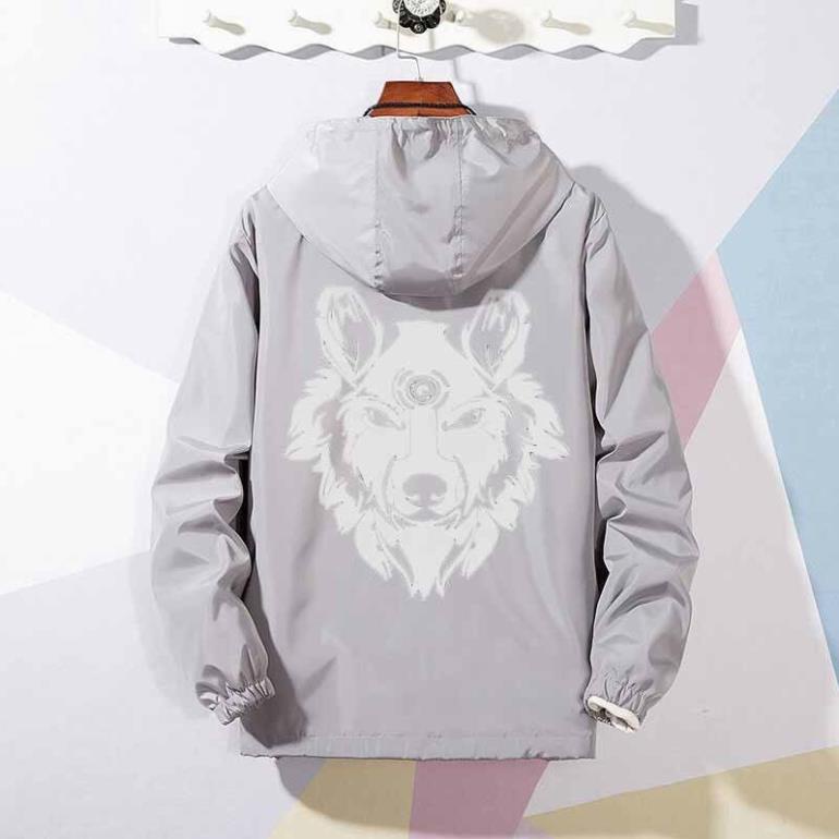Áo Khoác Dù PHẢN QUANG Nam Nữ Đều Mặc Được Kiểu Bomber In Phản Quang Hình Chó Sói Đơn Giản Phối Màu Đa Dạng Siêu Hot