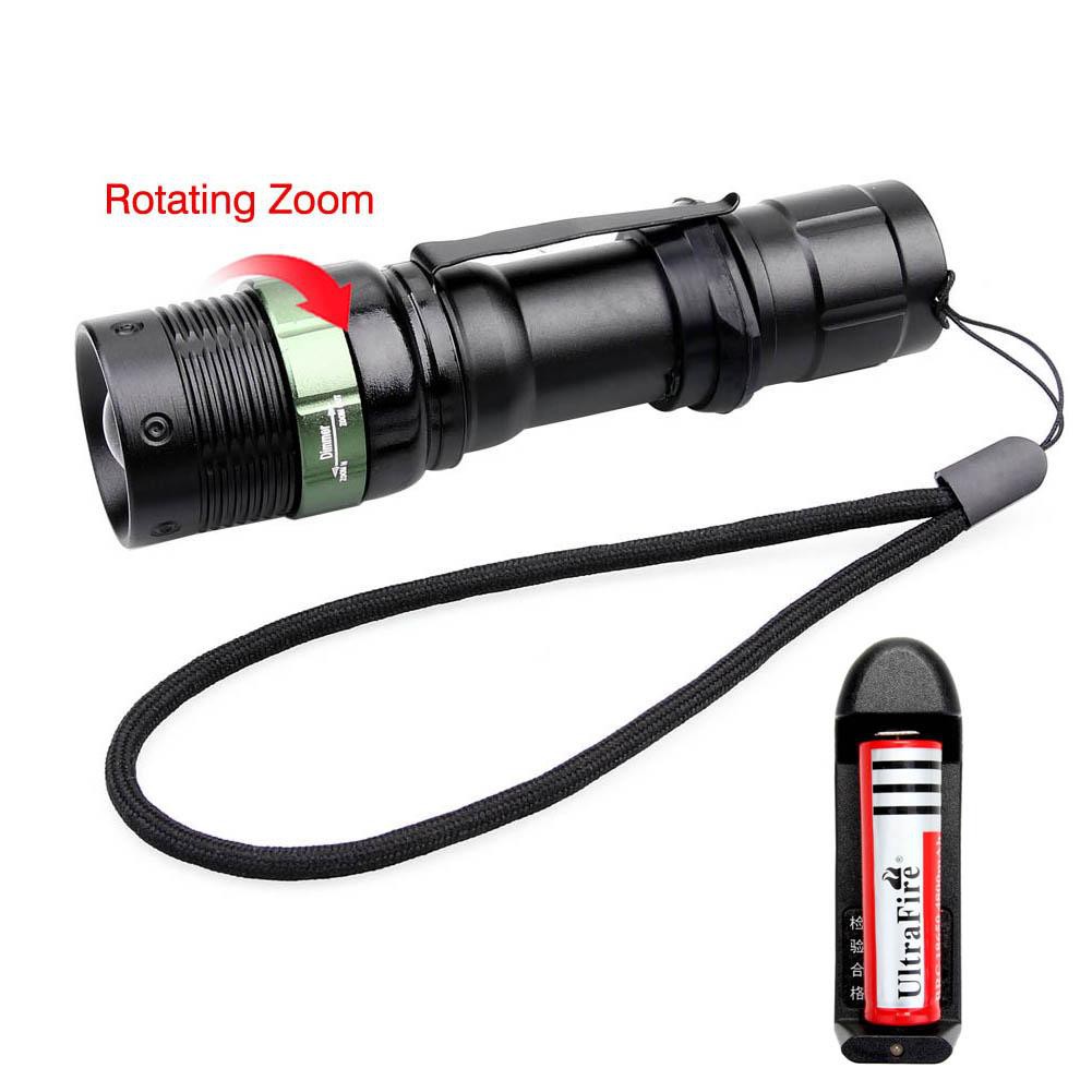 6000 LM Zoom CREE XML T6 LED Flashlight 18650 Battery Lamp+Li-ion AC CharER