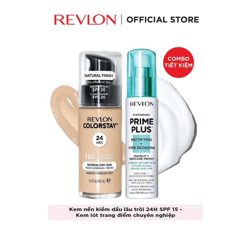 [Combo] Kem nền kiềm dầu lâu trôi Revlon Colorstay 24h SPF 15 và Kem lót trang điểm chuyên nghiệp Photoready Prime Plus