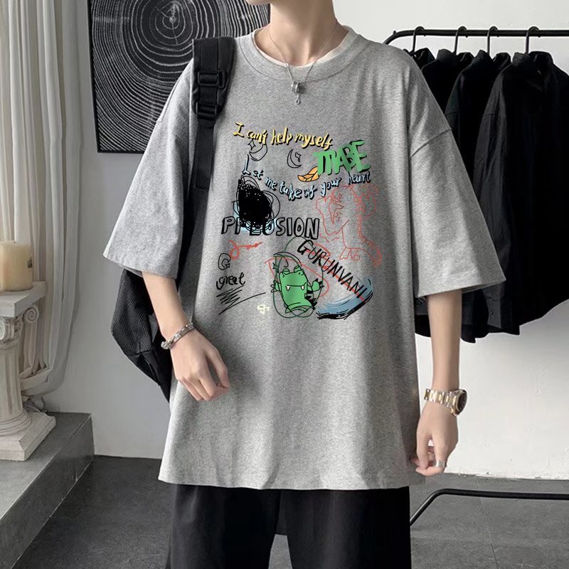 【M-8XL】Áo Thun Dáng Rộng Phong Cách Đường Phố Hip Hop Thời Trang Mùa Hè Giản Dị Dành Cho Nam Sinh