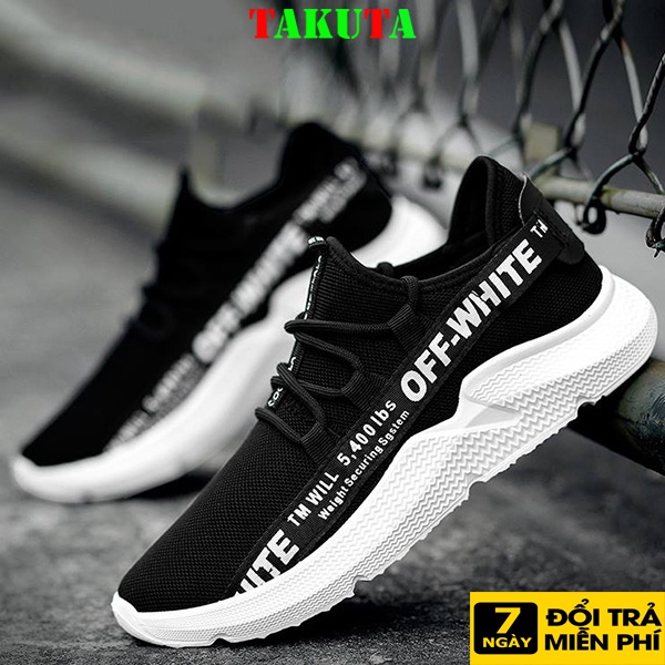 Giày Sneaker Nam thể thao màu trắng cổ cao cho học sinh phong cách Hàn Quốc TAKUTA mã WOR