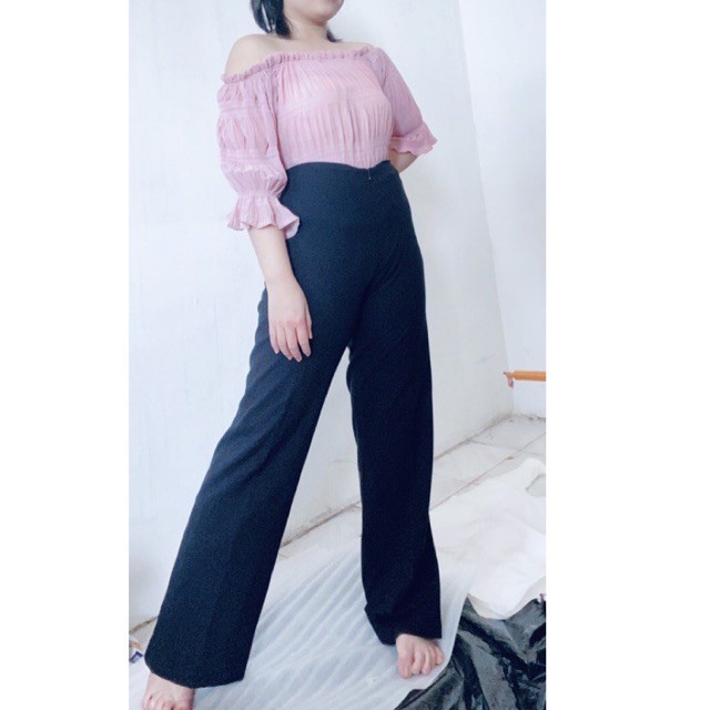 THANH LÝ TỦ ĐỒ: QUẦN TÂY ĐEN LƯNG CAO DÂY KÉO CO GIẢN NHẸ