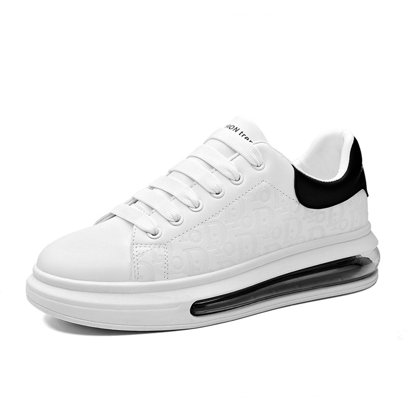 giày nam màu trắng lò xo đệm bệt phù hợp với tất cả các kết học sinh thanh niên thể thao da | BigBuy360 - bigbuy360.vn