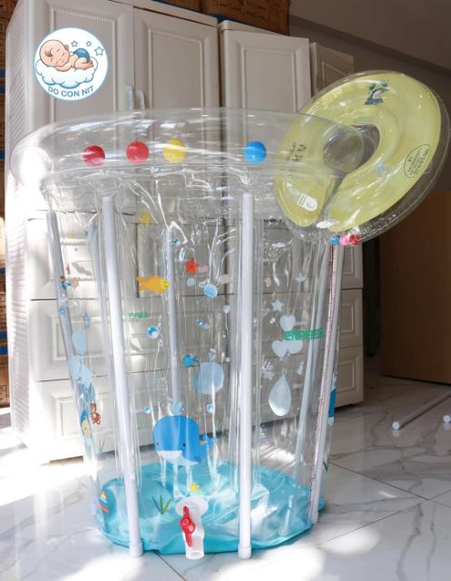 ( Nhiều quà tặng) Bể Bơi,  Hồ Bơi Spa Thành Cao Loại Lớn 80CM X 80CM - Tặng bơm tay, bóng , phao cổ.