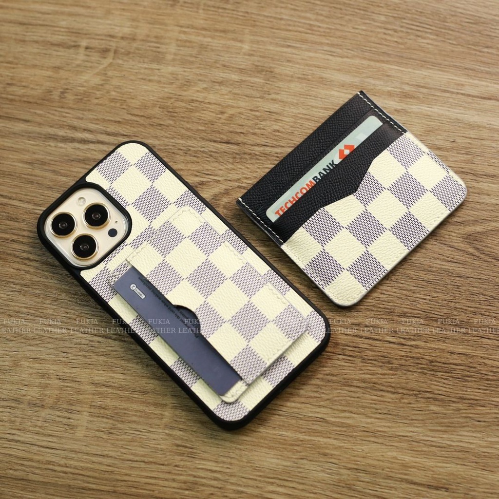 Ví thẻ da thủ công mini card / name card Epsom hoạ tiết Iv cao cấp tiện lợi FUKIA VDL006