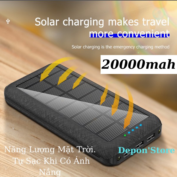 {Lỗi 1 Đỗi 1} Sạc Dự Phòng,Sạc Năng Lượng Mặt Trời,Sạc Đa Năng Solar Power Bank ,Tự Nạp Pin Khi Có Ánh Sáng