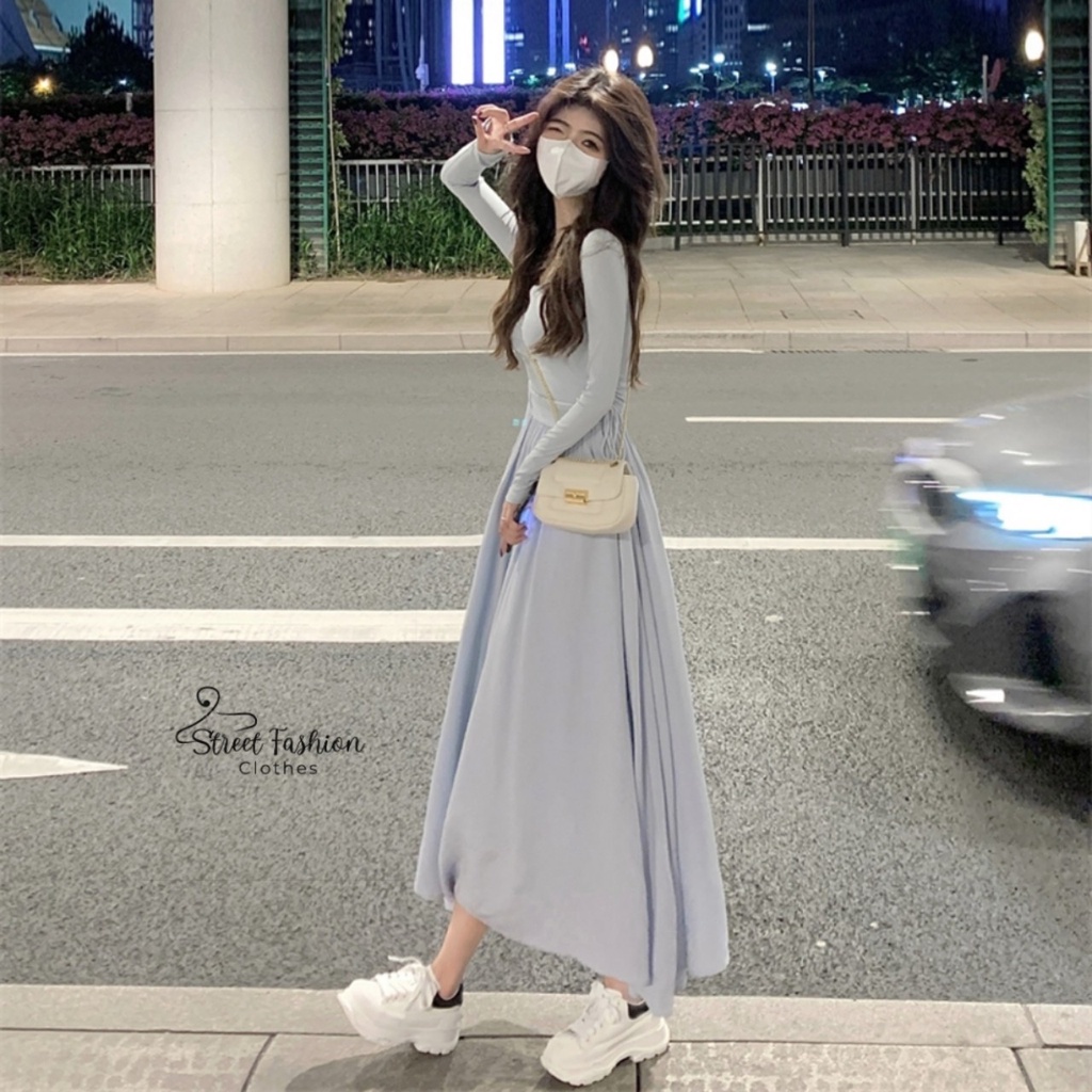 Váy dài tay thiêt kế chiết eo tôn dáng hot trend 2023