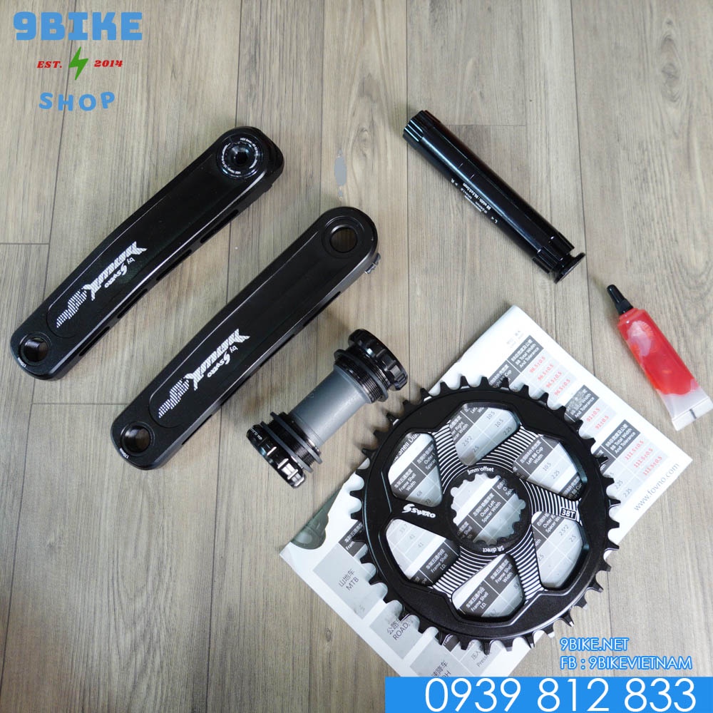 Giò đĩa xe đạp leo núi touring nhôm CNC BB24mm 170 36T kèm BBM68 24mm