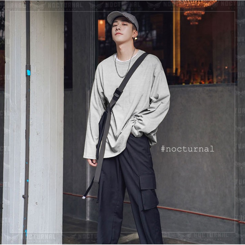 Áo Thun Nam Tay Dài Phong cách Dạo Phố 2021 Xẻ Tà Unisex Nocturnal (4 màu: Đen, Trắng, Vàng, Choco) | BigBuy360 - bigbuy360.vn