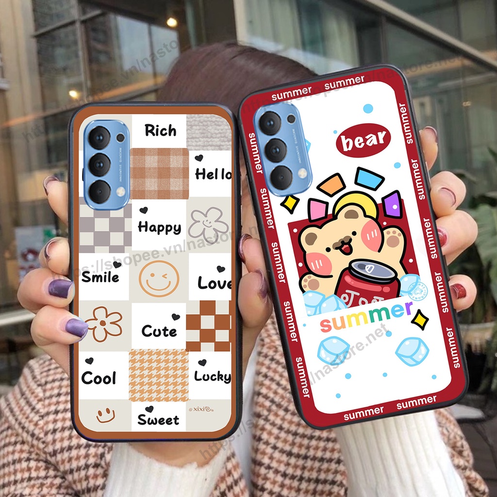 Ốp lưng Oppo Reno4 / Reno4 Pro / Reno 4 trái tim hình gấu cute cá tính, giá rẻ, cực bền