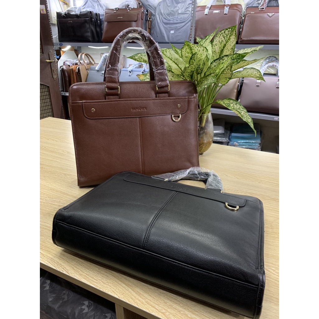 Cặp Da Nam Nữ Công Sở Cao Cấp SAPOLNEY 0116 bo góc tròn BH 18 Tháng