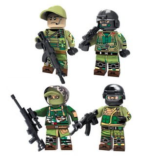 Mô hình lắp ráp Non Lego Lính Modern War Xanh ( 4 hộp )