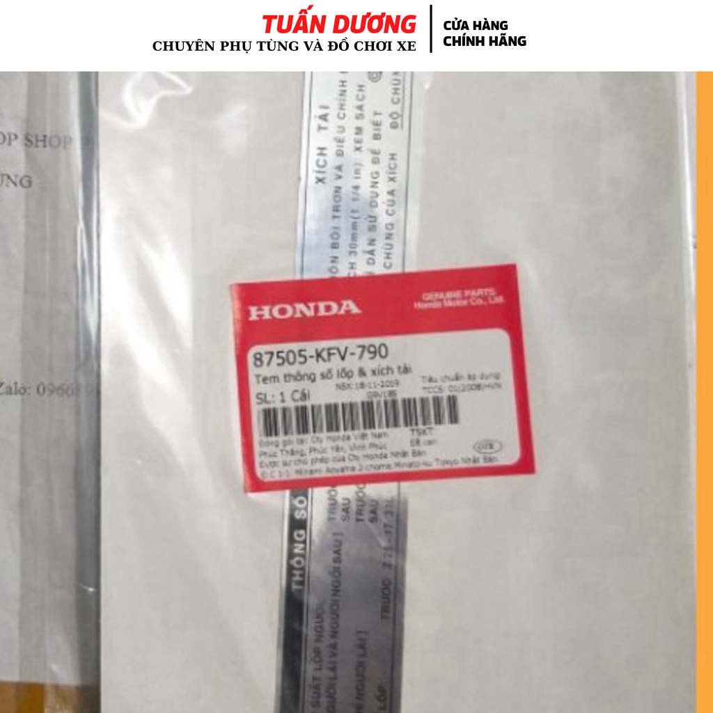 Tem thông số gắn hộp xích super DREAM chính hãng honda việt nam, Tem hàng đẹp lắp được cả dream thái và dream việt cá
