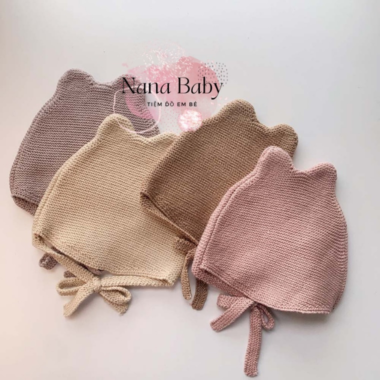 Mũ nón len cột dây màu trơn phong cách hàn quốc đáng yêu cho bé ML60 - Nana Baby
