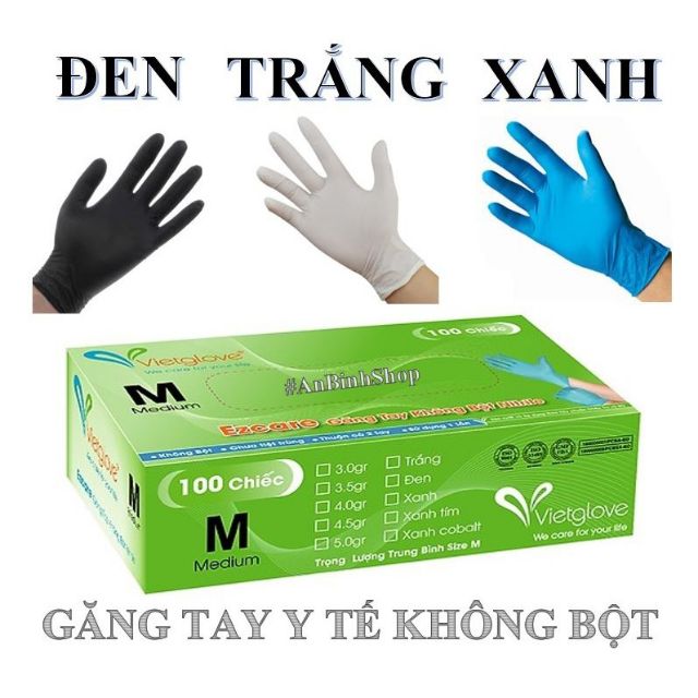 (Q1-HCM) Găng tay y tế VietGlove (Xanh-Đen-Trắng)