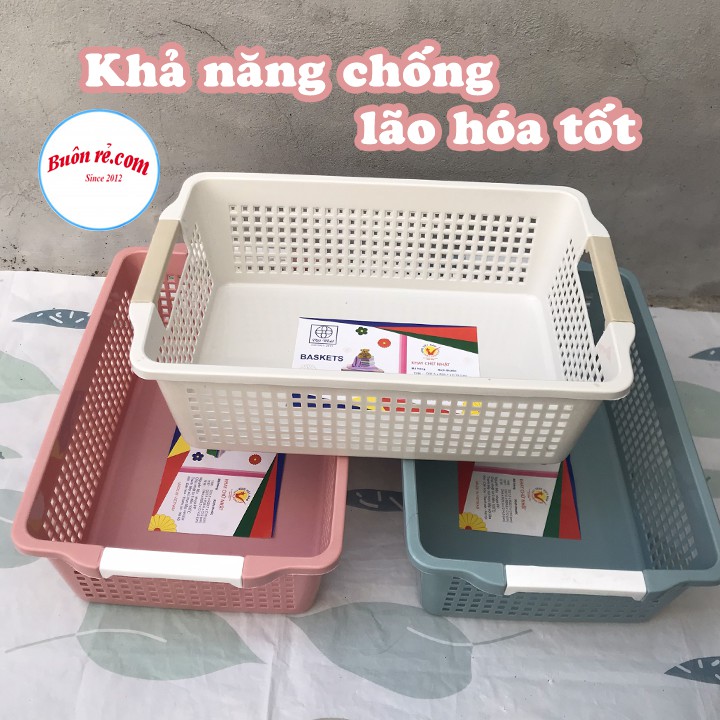 Rổ đựng đồ chữ nhật có quai cầm (MS:1196-1197-1198) Việt Nhật đựng tài liệu, đồ dùng văn phòng đa năng, nhỏ gọn -Br01371
