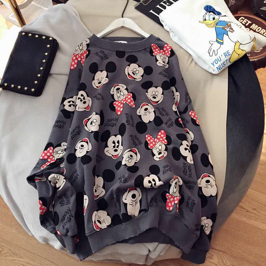 Áo Hoodie tay dài in hình chuột Mickey