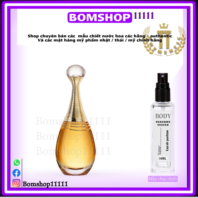 Mẫu thử nước hoa dior jadore 10ml dạng xịt -bomshop11111