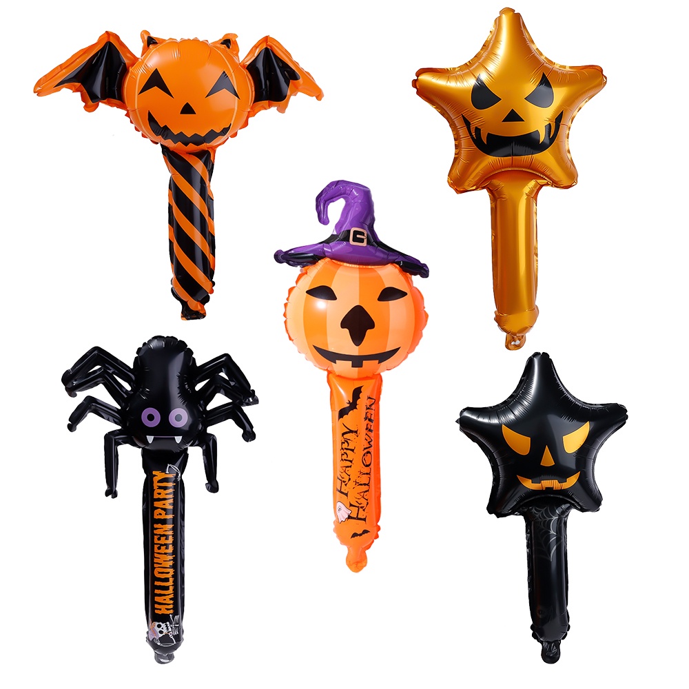 Bong Bóng Bơm Hơi Cầm Tay In Họa Tiết Ác Quỷ / Nhện / Bí Ngô Trang Trí Tiệc Halloween
