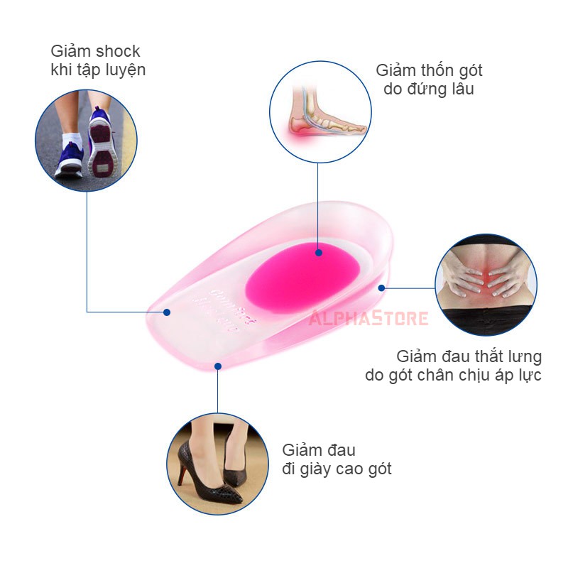 Cặp Lót Giày Nửa Bàn Chân Chất Liệu GEL Cao Cấp - Êm Chân Khi Đứng Lâu, Giảm Đau Gót Chân, Tăng Chiều Cao 1.1cm