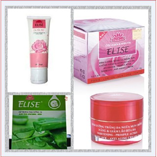 Bộ dưỡng da Elise, kem dưỡng da 15g, sữa rửa mặt, mặt nạ