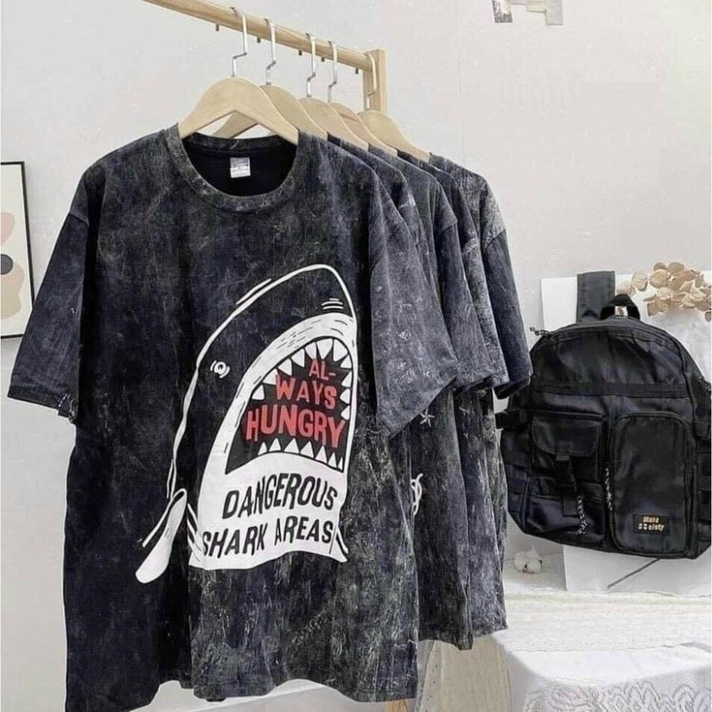 Áo thun Loang Cá Mập nam nữ tay lỡ cực chất unisex form rộng bền màu không xù lông 1Kenz