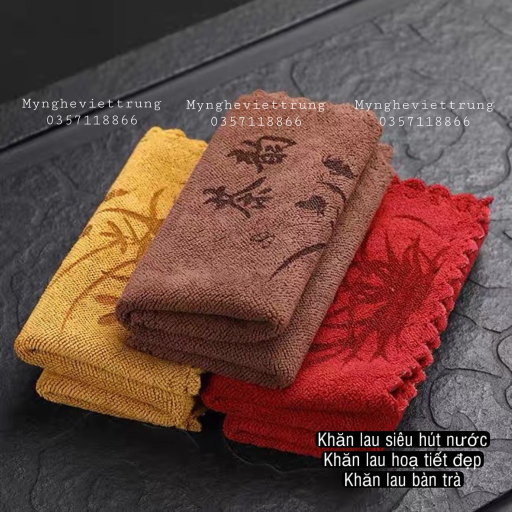 Khăn lau bàn trà siêu hút nước, họa tiết đẹp, không ra lông