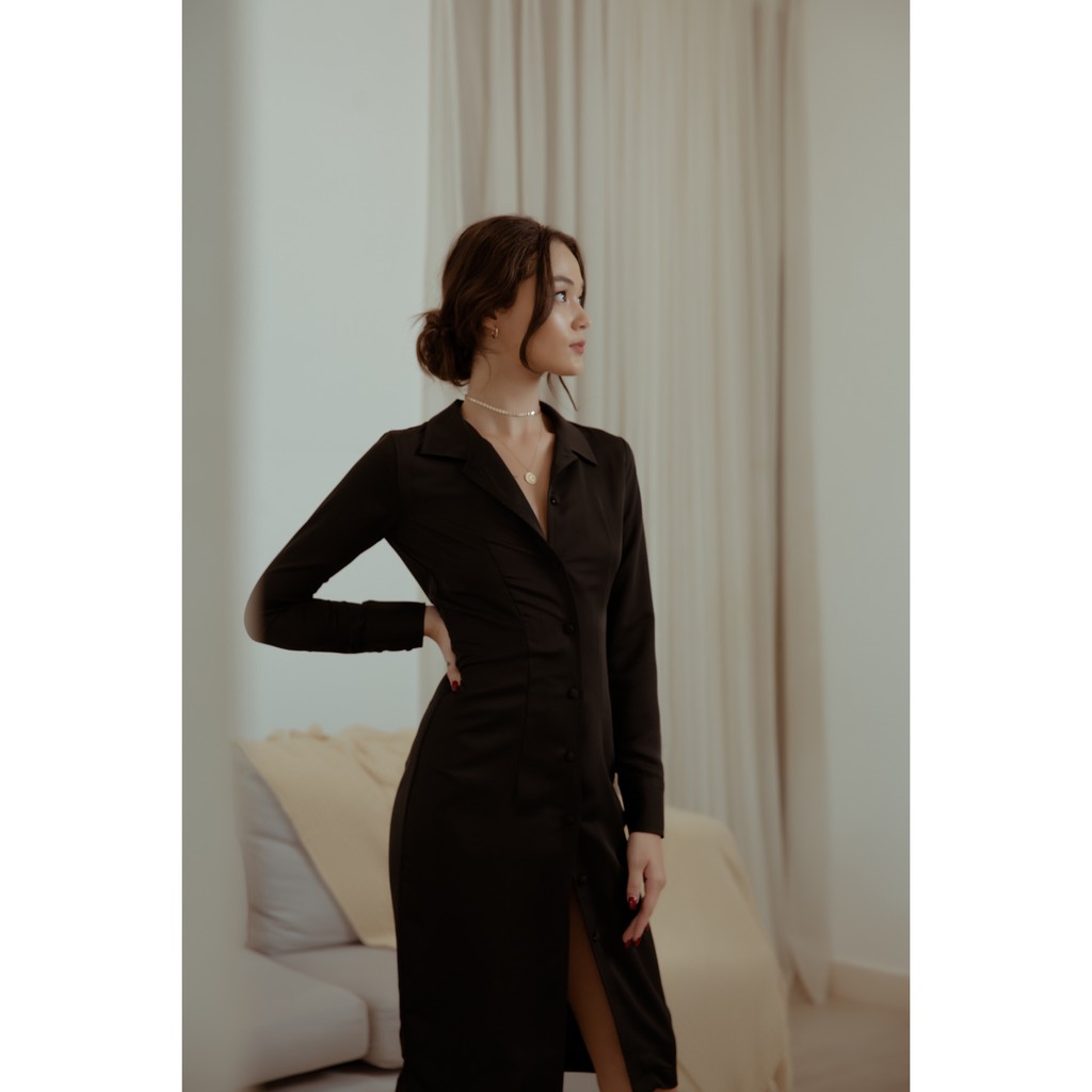 Popbirdy-Đầm Sơ Mi Dáng Dài