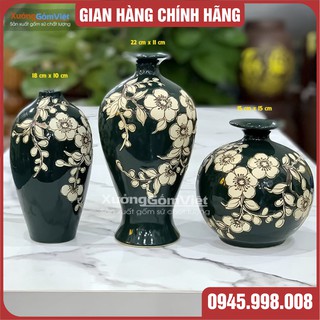 COMBO 3 lọ hoa mai bình, hút lộc mini, trang trí phòng khách , phòng ngủ đẹp xuất sắc- HÀNG THỦ CÔNG GỐM BÁT TRÀNG -XGV