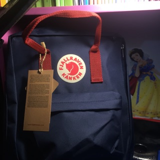 Balo kanken classic xanh navy quai đỏ