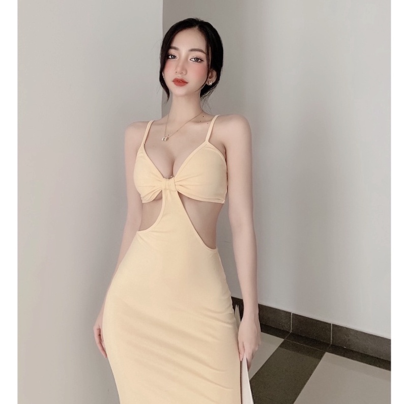 [HOT] Đầm 2 dây dài xẻ - cut eo