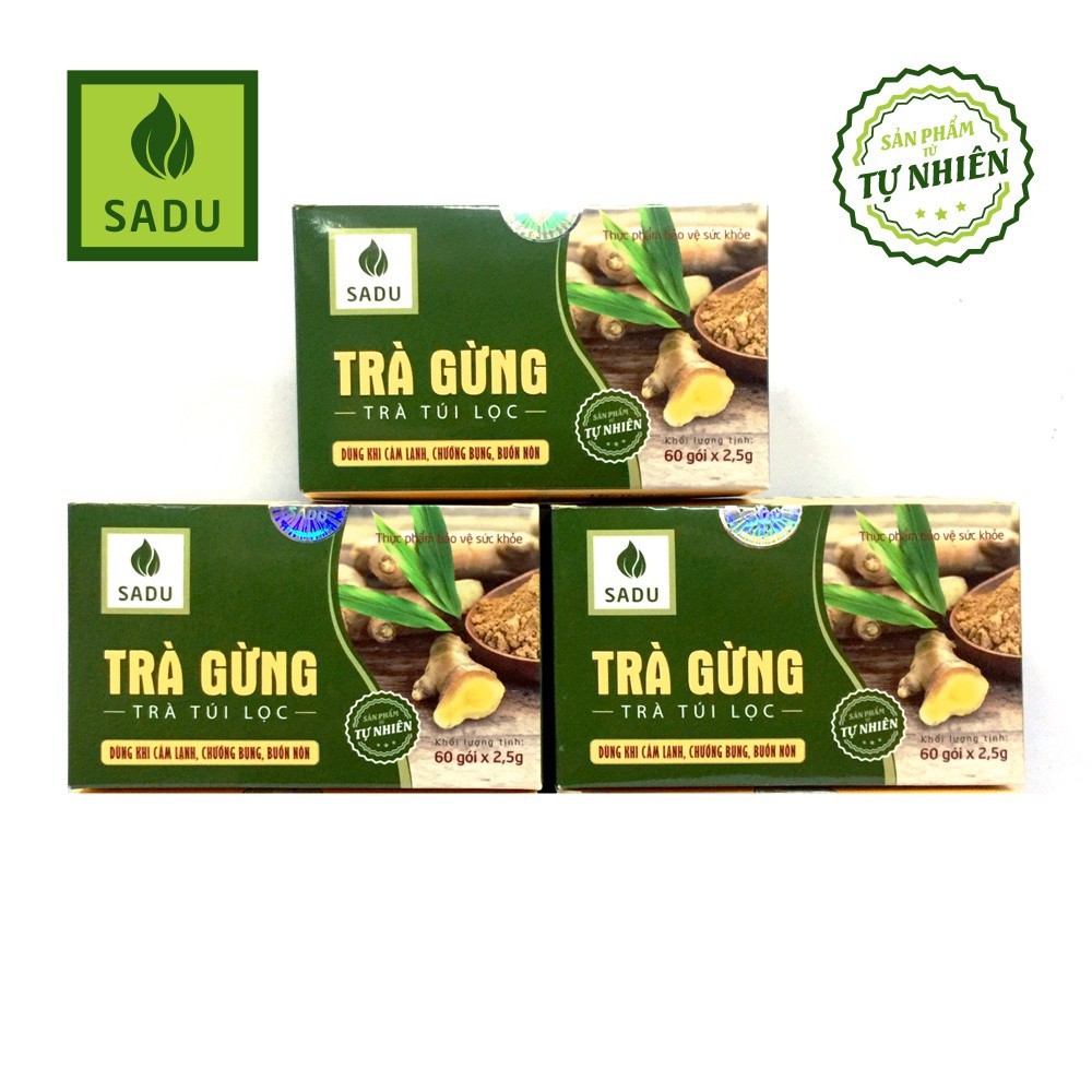 Trà Gừng Sadu - Hỗ trợ giảm ho do lạnh, làm ấm cơ thể, giảm cảm lạnh (60 túi lọc)