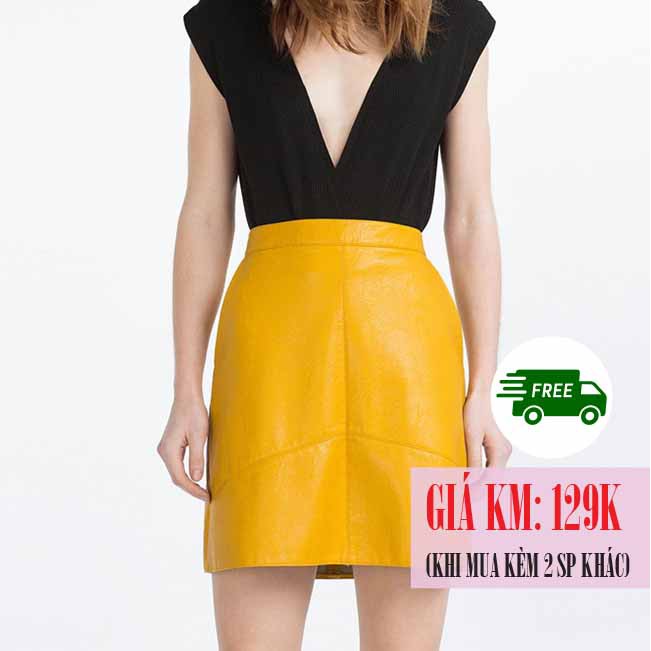 [SẴN] Chân váy da chữ A Ulzzang Quảng Châu VDN16