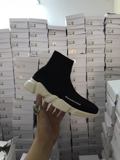 Giày sneaker Balen Speed đen đế full trắng cao cổ dành cho nam nữ | BigBuy360 - bigbuy360.vn