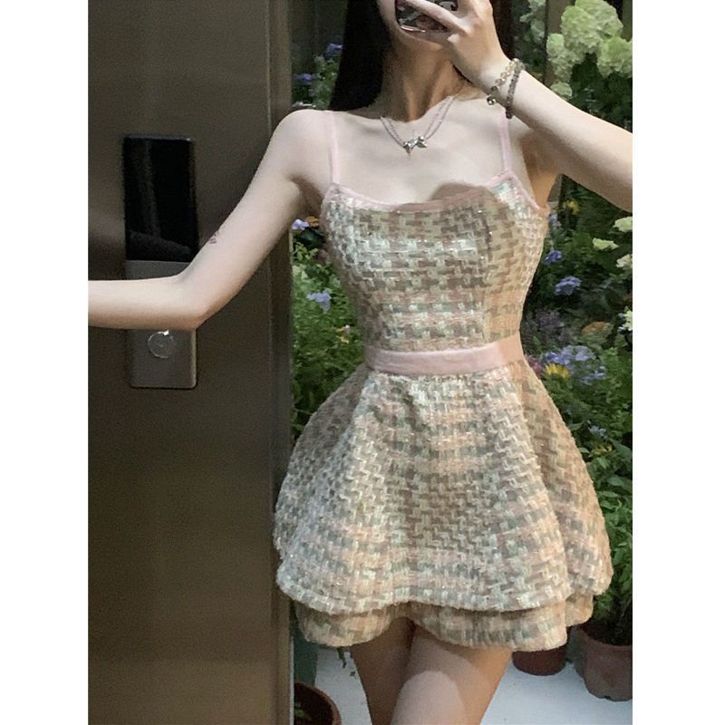 Set Dạ Tweed Áo khoác và Váy Bồng 2 Tầng