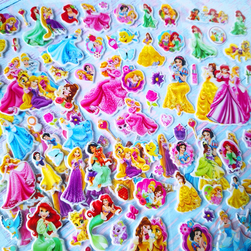 ★ Hình Dán Đồ Chơi Công Chúa Disney Q-2 DIY ★ 1 Tấm Hình Dán 3D Hoạt Hình