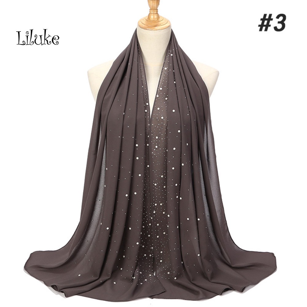 Khăn trùm đầu đính ngọc trai giả phong cách Hồi Giáo cho nữ