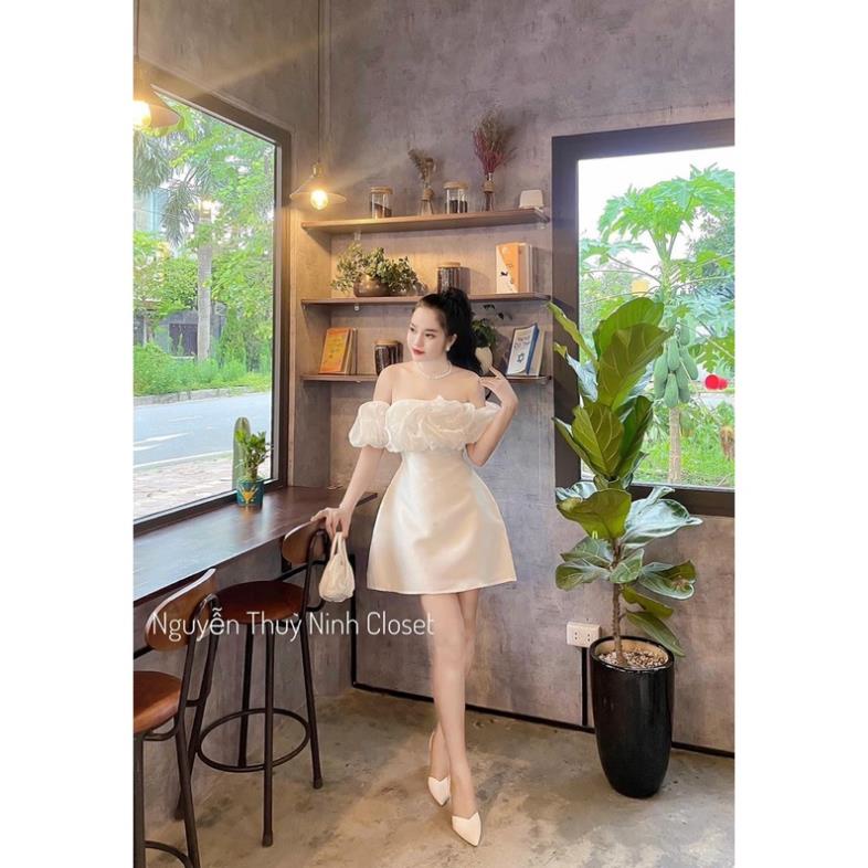 Đầm Váy Nữ Voan Tơ Đính Cườm Thiết Kế Trễ Vai Sang Chảnh, Duyên Dáng Cho Nàng Đi Tiệc Đi Chơi Thời Trang Nữ Minh Phúc